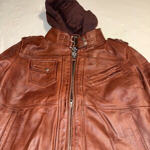 Women's Leather Bomber Jacket Size S/M